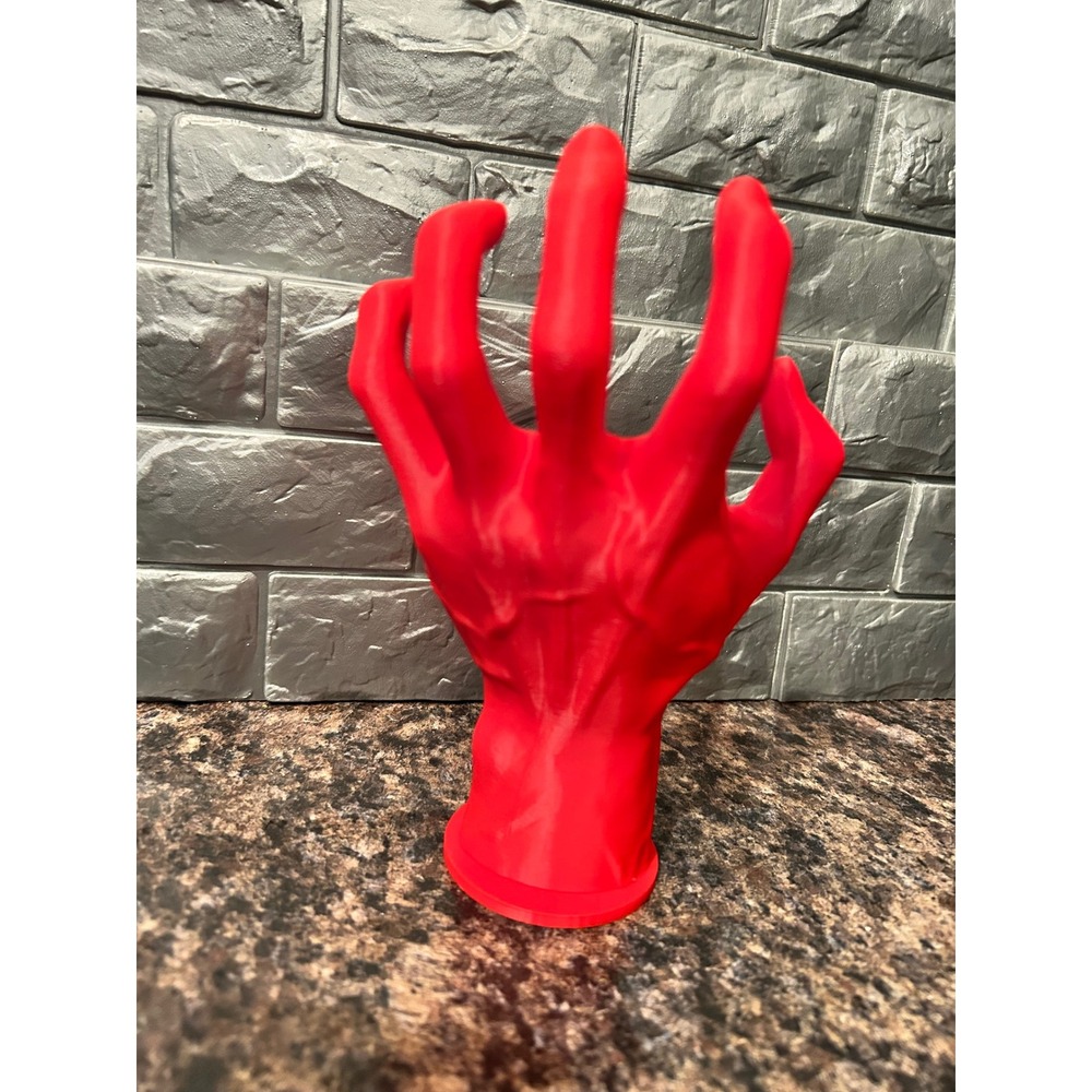 Bright Red‎ 3D Printed Hand Shaped Holder Organizer w. Removable Base wall mount